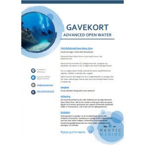 Gavekort Advanced Open Water Diver - incl. undervisnings materialer 
