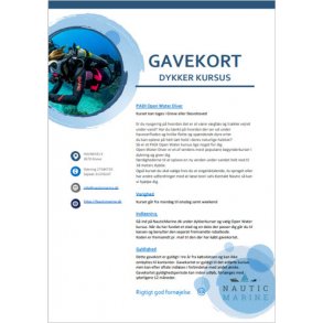 Gavekort Open Water Kursus incl undervisningsmaterialer og udstyr