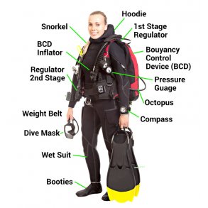 Leje af komplet st dykkerudstyr