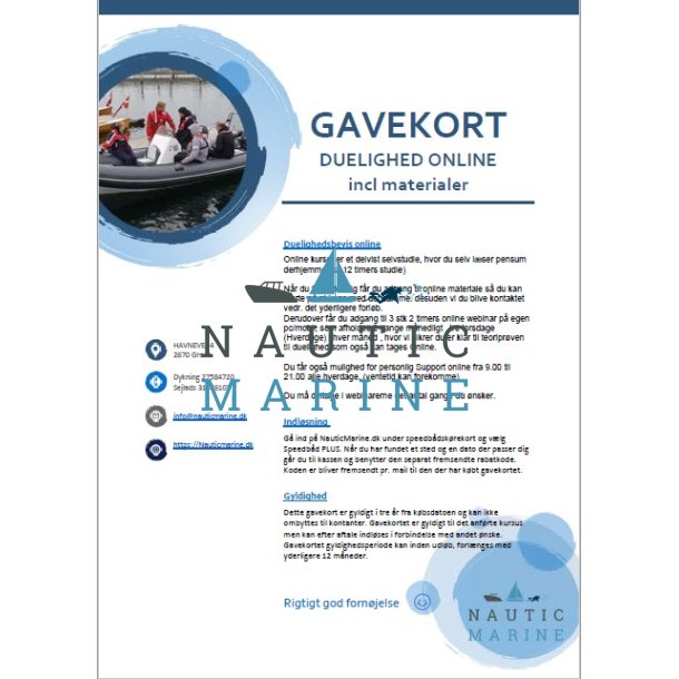Gavekort Duelighed online, incl materialer